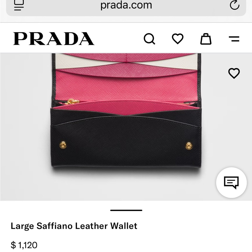 Prada Black cream Pink Red Burgundy Wine Saffiano Leather Color Block wallet